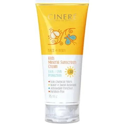 کرم ضد آفتاب SPF30 کودک سینره مناسب پوست صورت و بدن حجم 75 میلی لیتر